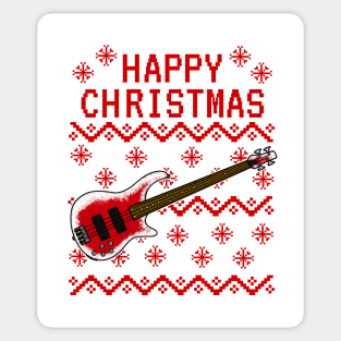 Bass Guitar Ugly Christmas Bassist Musician Sticker